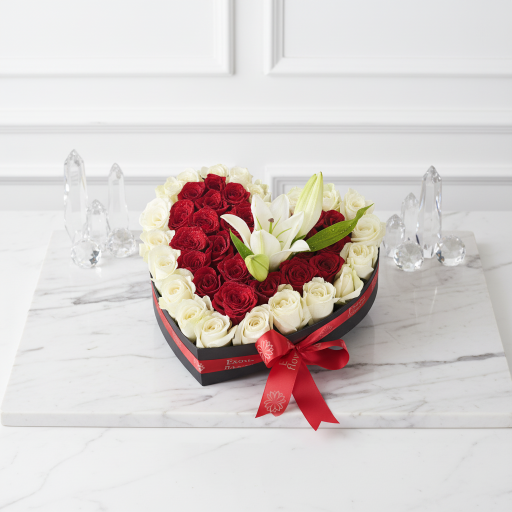 Heart Roses with lilys - Image 2