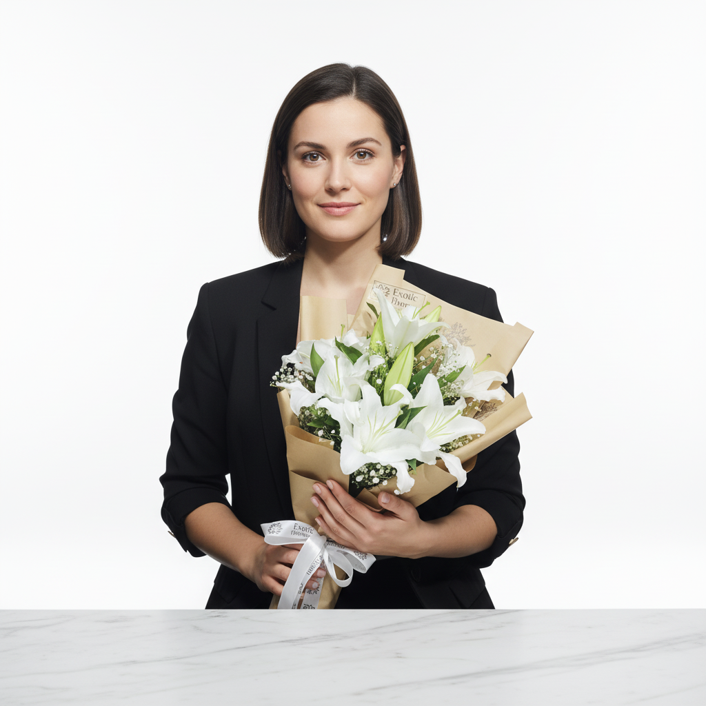 WHITE LILYUM BOUQUET - Image 2