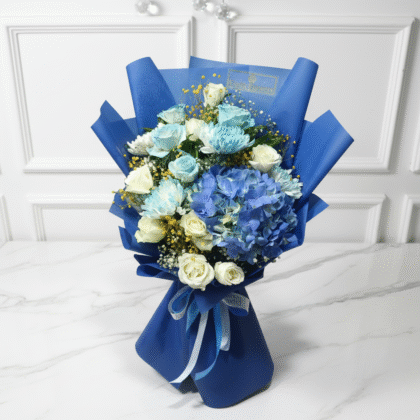 Royal Blue Hydrangea Elegance Bouquet