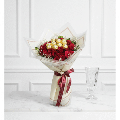 Golden Romance Ferrero Rose Bouquet