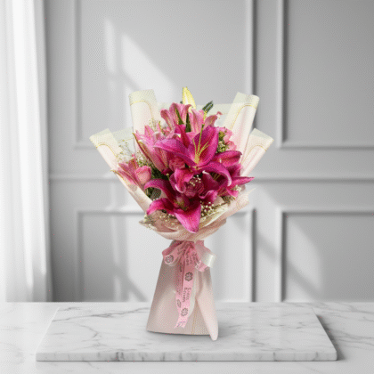 “Pink Stardust Lily Bouquet”