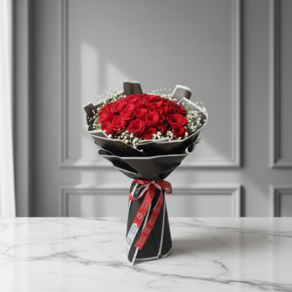 “Velvet Romance Red Rose Bouquet”