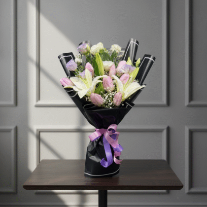Blushing Elegance Tulips Bouquet